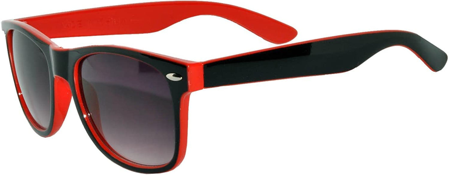 OWL Black - Red Two Tone Vintage Sunglasses Smoke Lens UV Protection