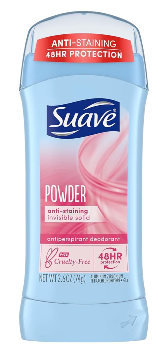 Suave 24 Hour Protection Powder Invisible Solid Anti-Perspirant Deodorant 2.6 oz (Pack of 6)