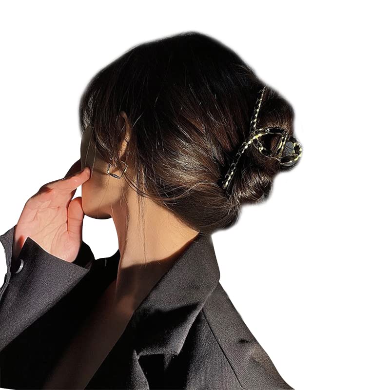 Black Braided Chain Hair Claw Jaw Comb Metal Hair Catch Barrette Ponytail Holder Hair Grips Hair Pins Hair Slide Stylish for Women Girl Hair Jewelry