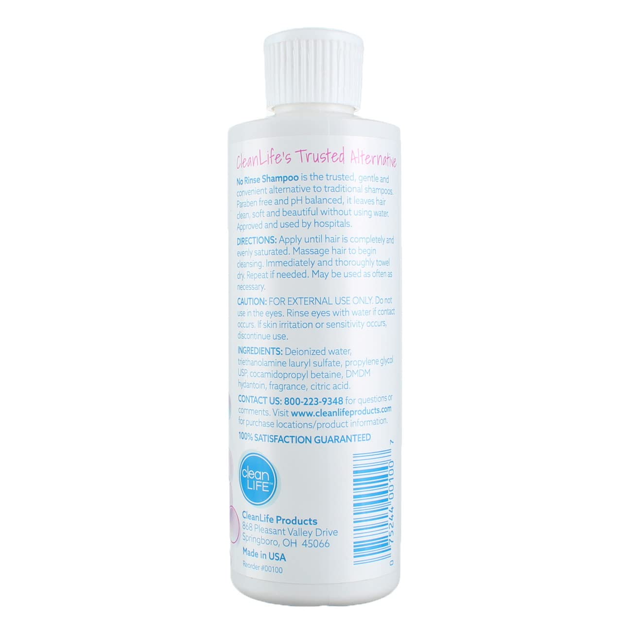 No-Rinse Shampoo, 8 fl oz - Leaves Hair Fresh, Clean and Odor-Free, Rinse-Free Formula