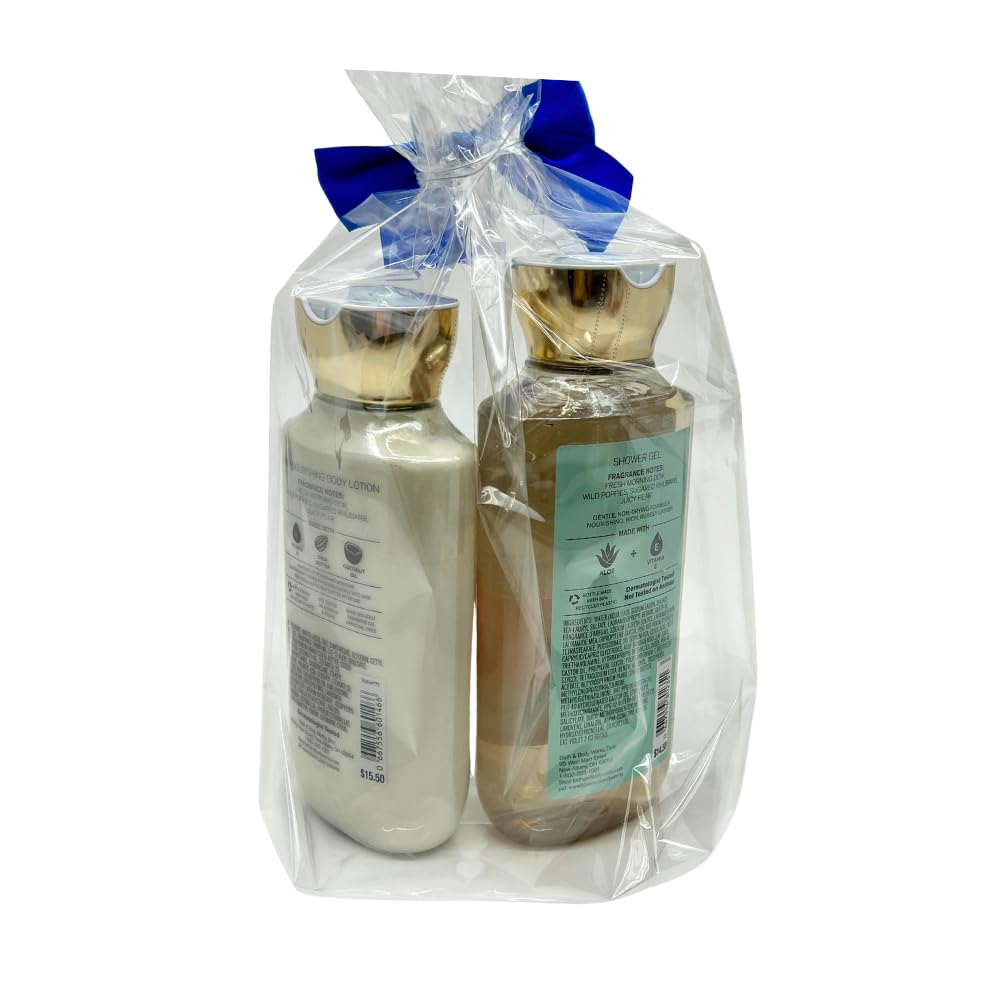 Bath & Body Works POPPY Shower Gel & Body Lotion - 2pc bundle with a Blue Bow for Holidays & Gifts Beauty & Personal Care Bath & Body Works