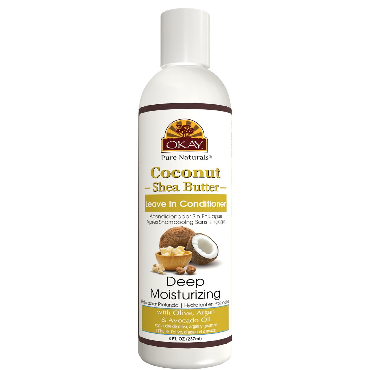 OKAY | Coconut & Shea Butter Leave-In Conditioner | For All Hair Types & Textures | Fortify - Strengthen - Revitalize | With Olive, Argan & Avocado