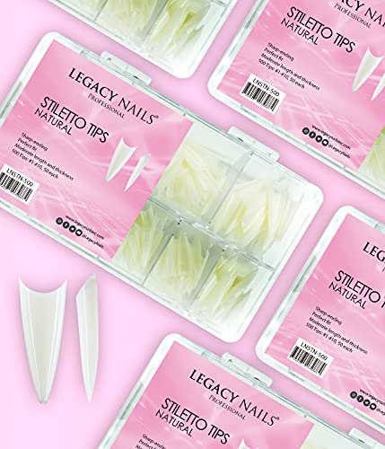 Legacy Nails Professional Nail Tips - Ideal for Acrylic, Gel or Smart Builder Gel Nails (Stiletto, Natural) Beauty & Personal Care LEGACY NAILS