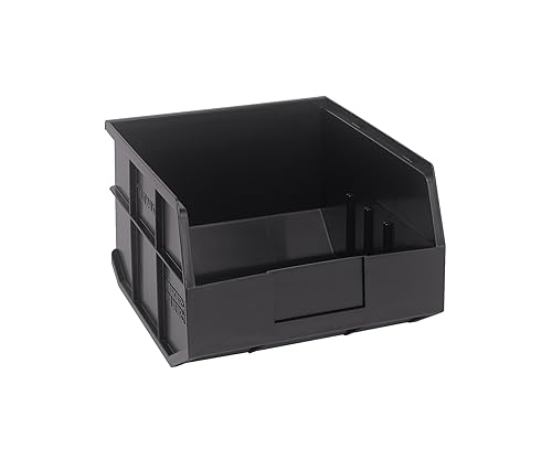 Quantum Storage K-SSB425BK-3 3-Pack Stackable Plastic Shelf Bin, 12" x 11" x 7", Black