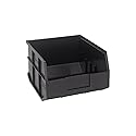 Quantum Storage K-SSB425BK-3 3-Pack Stackable Plastic Shelf Bin, 12" x 11" x 7", Black