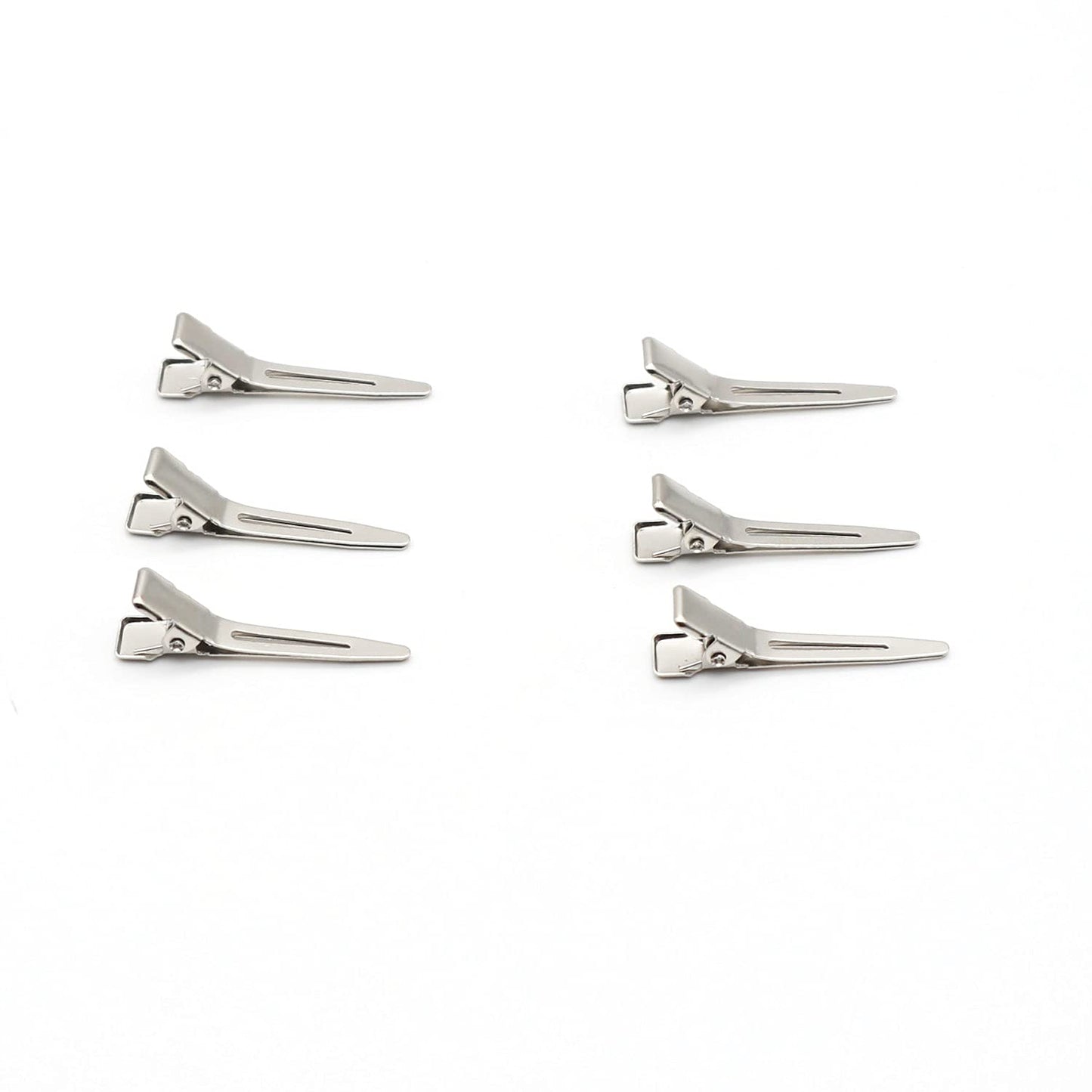 100pcs 4.5cm Single Prong Curl Clips - Silver Metal Alligator Hair Pins for Hair Extension