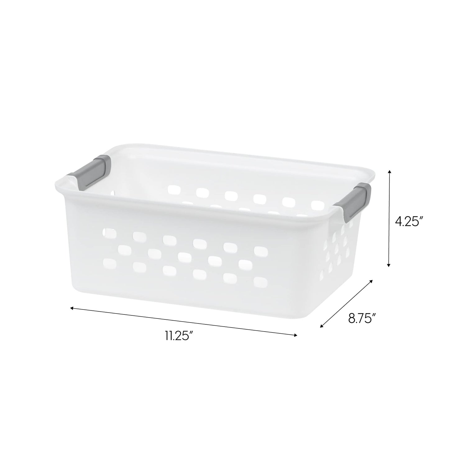 IRIS USA Plastic Basket, 8-Pack, Small, Shelves Storage Basket for Organizing Pantry Cabinet Bedroom Office Craft Room, White
