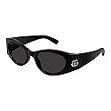 Gucci Women's Cat Eye Sunglasses, Black-Black-Grey, One Size