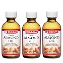 De La Cruz Sweet Almond Oil, Natural Hair and Skin Moisturizer, 3-Pack of 2 FL Oz Glass Bottles