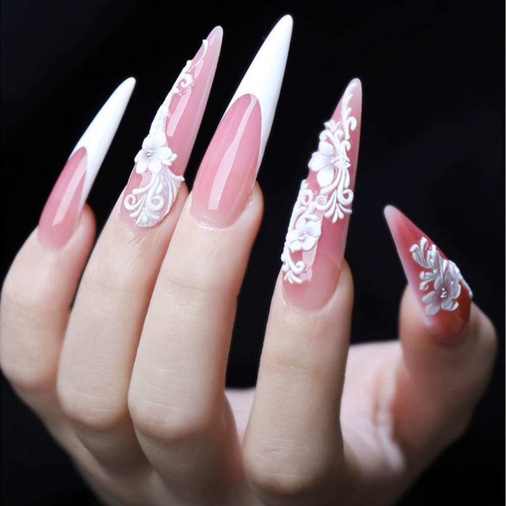 YIMART 500pcs Acrylic Medium Long Stiletto Nail Tips Easy Coffin Nails Sharp False Nail Art Tips For Nails Salon (Natural)