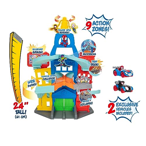 Marvel Spidey and His Amazing Friends City Track Set - 24-Inch Set with Two Exclusive 3-Inch Vehicles