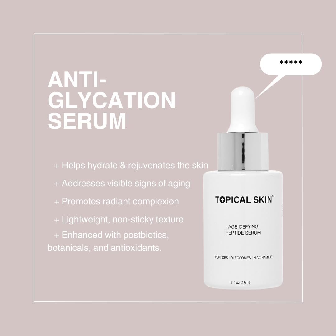 Topical Skin Hydrating Age-defying Peptide Serum Essence with Oleosomes and Anti-Glycation Carnosine, Clean Beauty Cosmeceuticals,1 fl.oz.
