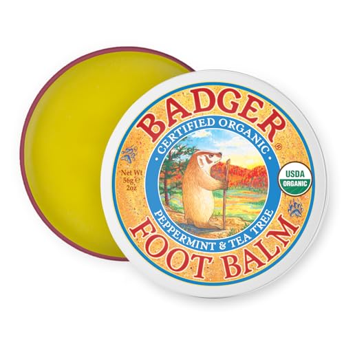 Badger Foot Balm, 100% Organic Foot Cream for Dry Cracked Heels and Feet, Fast Acting Foot Care for Women & Men, All-Natural Cracked Heel Treatment, 2
