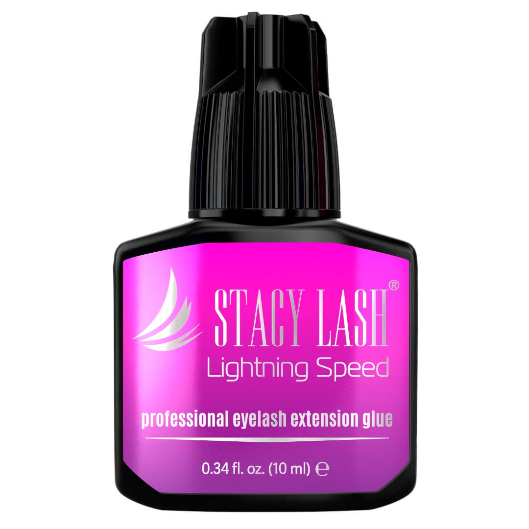 STACY LASH Lightning Speed Eyelash Extension Glue 10ml/0.34 fl.oz / 0.3 Sec Dry/Retention - 6-8 Weeks/Extra Strong Black Adhesive/Lash Tech Supplies Beauty and Personal Care STACY LASH Default Title