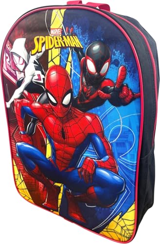 Ruz Spider-Man Kid's Licensed 15 Inch School Bag Backpack (Black-Red-Blue)