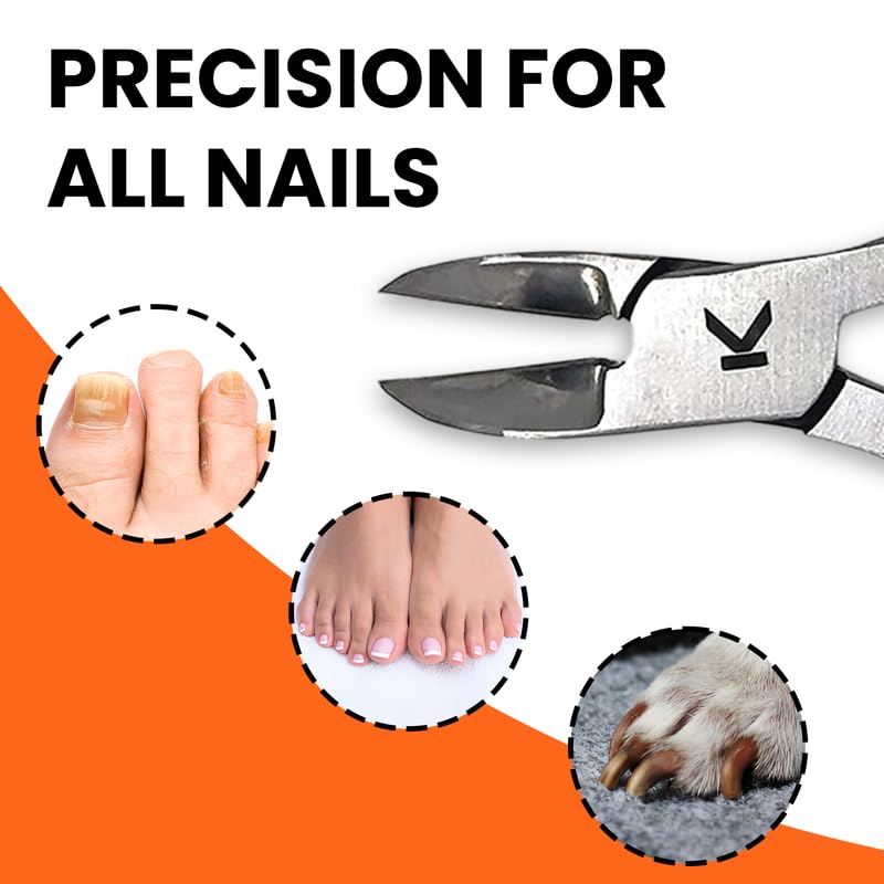 Kohm Ingrown Toenail Clippers | Super Control Cuticle Trimmer & Wide Jaws - Precision Stainless Steel Nail Nippers for Thick & Ingrown Nails |