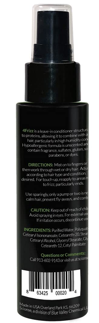 SCIONSE 4Frizz Hypoallergenic Frizz Control Mist, Fragrance Free, unscented
