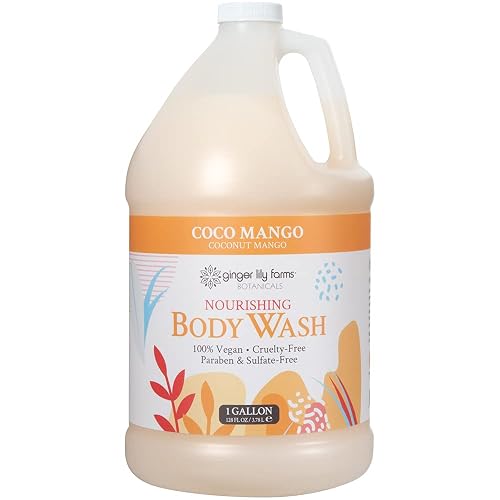 Ginger Lily Farms Botanicals Nourishing Body Wash, Coco Mango, 100% Vegan & Cruelty-Free, Coconut Mango Scent, 1 Gallon (128 fl oz) Refill