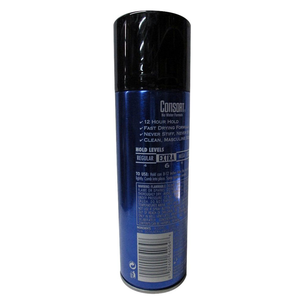 Consort For Men Hair Spray Aerosol, Extra Hold, 8.30 oz, 10-Pack