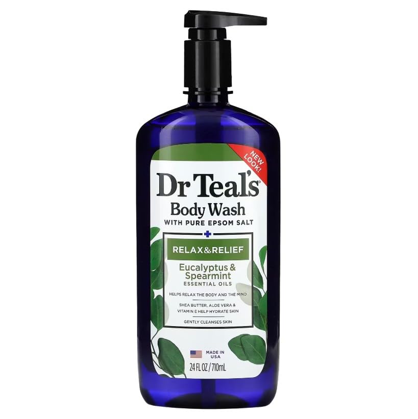 Dr Teal's Body Wash, Relax & Relief with Eucalyptus & Spearmint 24 oz (Pack of 9)