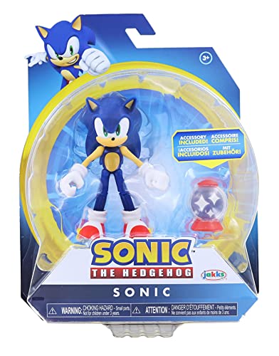 Jakks Pacific Sonic The Hedgehog 4 Inch Figure | Sonic (Modern) with Invincible Item Box