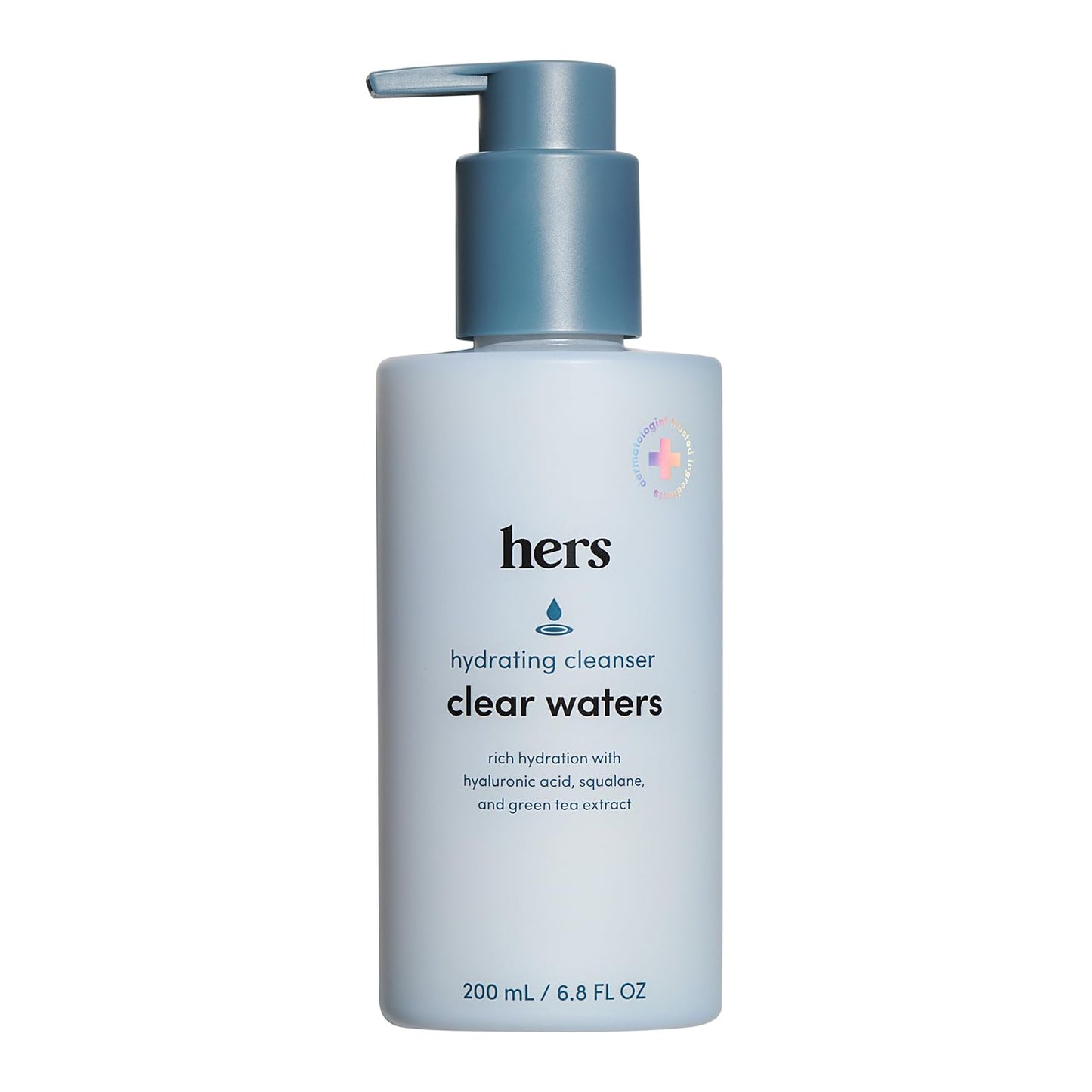 hers Clear Waters Facial Cleanser - Hyaluronic Acid, Squalane, & Green Tea Extract - Hydrating Face Wash for All Skin Types - pH Balanced
