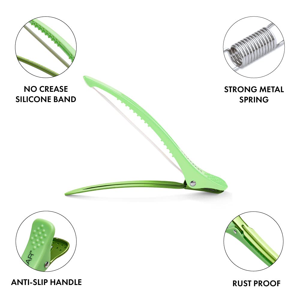 Framar Neon Creaseless Hair Clips 10 pack - Professional Salon Hair Clips for Styling Sectioning, Hair Styling Clips, Hair Clip For Sectioning, Hair