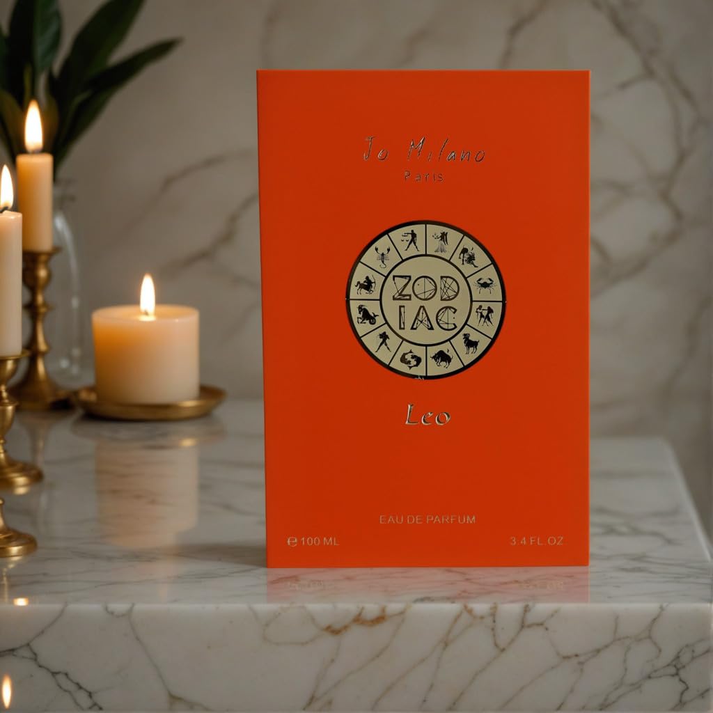 Jo Milano Paris Zodiac LEO Eau de Parfum, 3.4 FL OZ, 100 ML, ORANGE and Gold