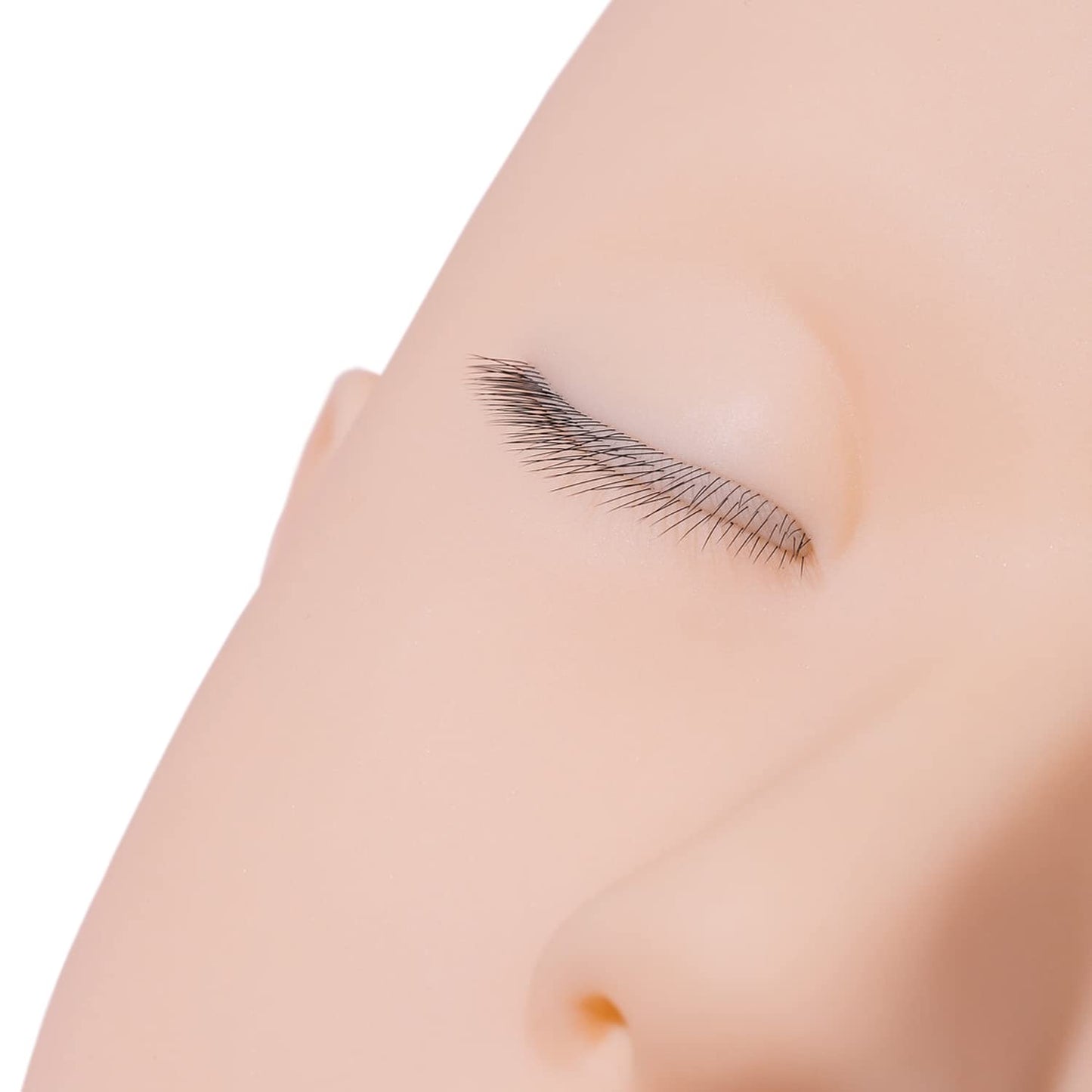 Amber Lash Mannequin Head With Embedded Layered eyelashes, For Lash Extension and Permanent Makeup Practice, With Reusable Multi-Layered Lashes