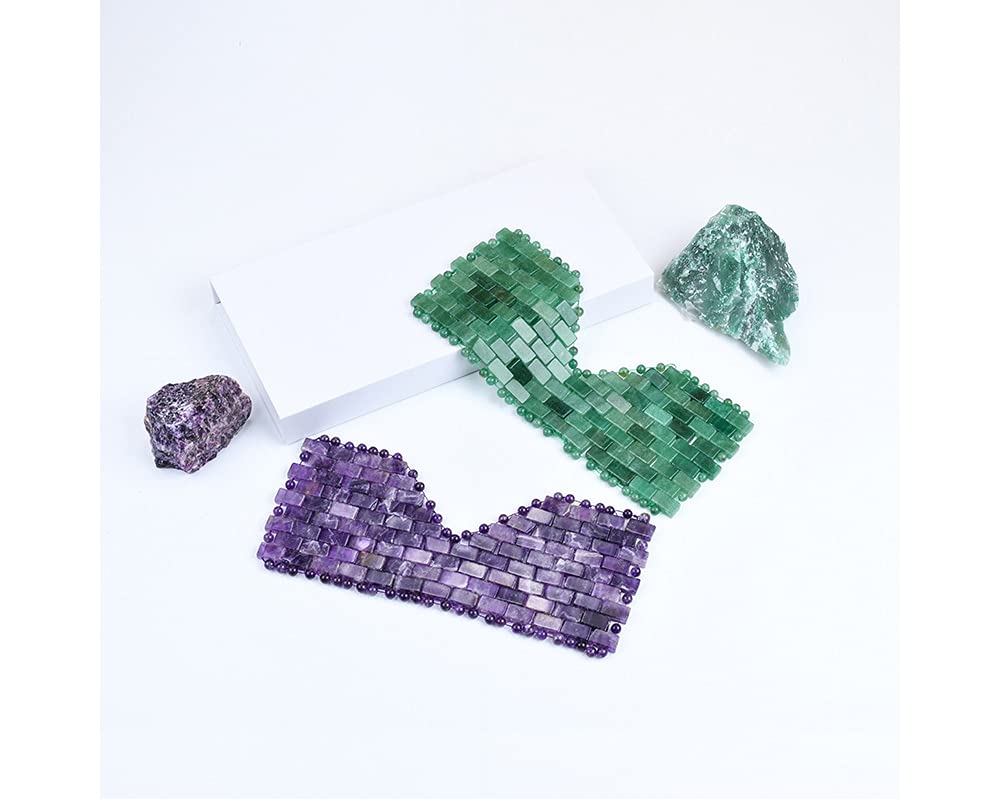 Amethyst Eye Mask for Fatigue Reduction Stress Relief 100% Amethyst Gemstone Cooling Eye Mask Lined w/Beads (Amethyst)