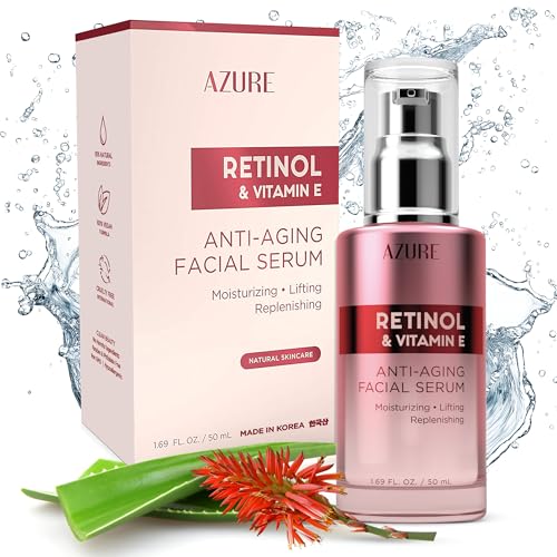Azure Cosmetics Retinol Serum For Face - Dermatologist Tested, Anti Aging for Dark Spots & Skin Smoothing - Vitamin E for Replenishing & Skin Renewal