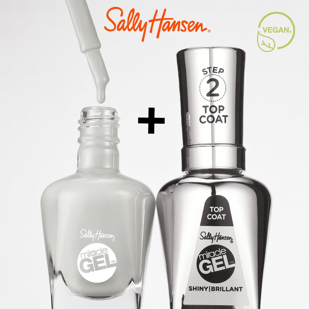 Sally Hansen Miracle Gel Salon Quality Nail Polish | Gel-Like Formula, Two-Step System, No UV Light Needed, Long Lasting | Opaque, | Opaque, Glossy |