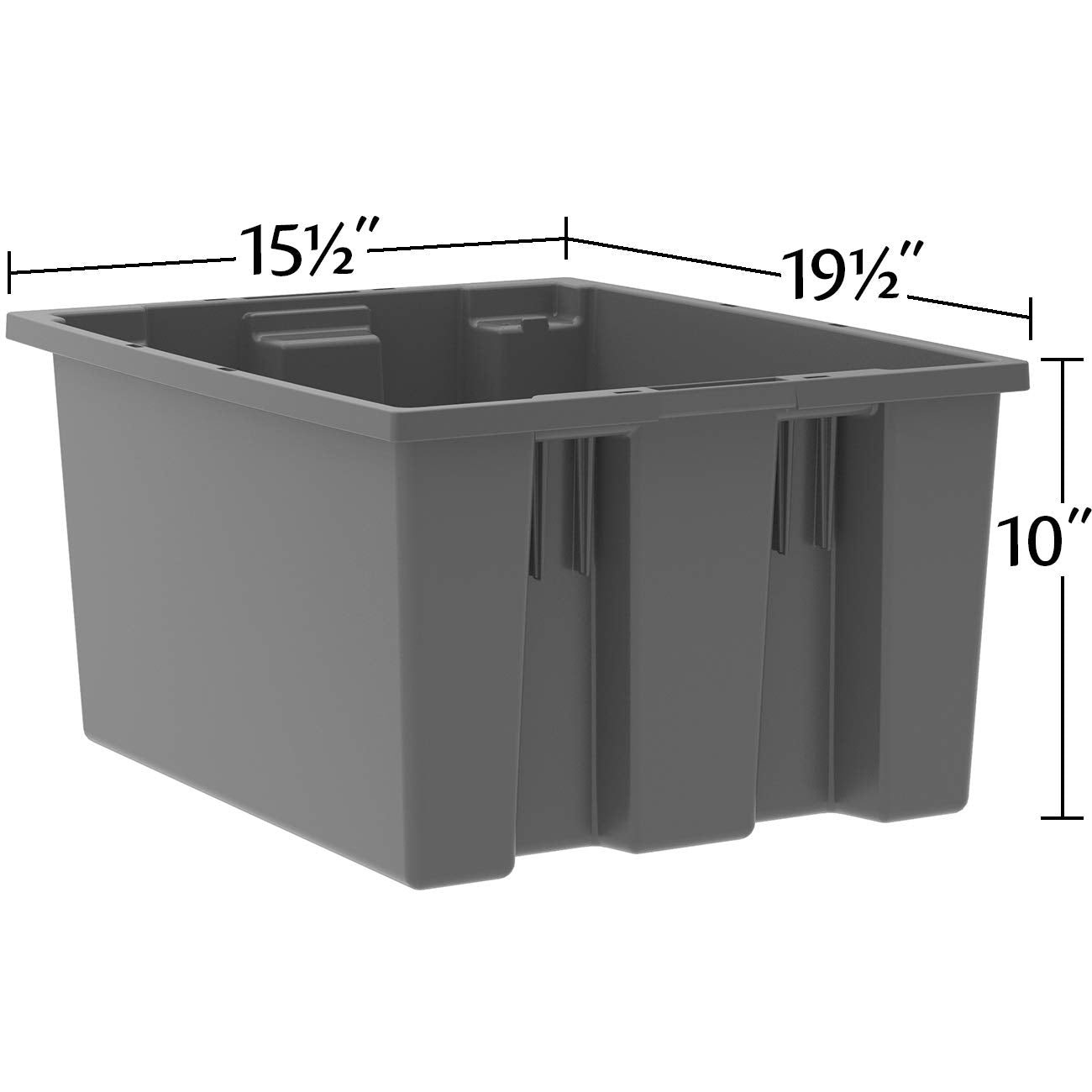 Akro-Mils 35190 Nest and Stack Plastic Storage Container and Distribution Tote, (19-1/2-Inch L x 15-1/2-Inch W x 10-Inch H), Blue, (6-Pack)
