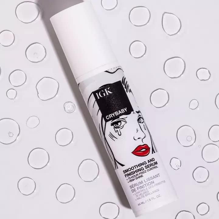 IGK CRYBABY Smoothing & Finishing Serum | High Shine + Frizz Control + Lightweight | Vegan + Cruelty Free | 1.5 Oz