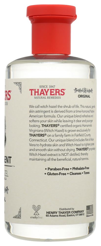 Thayers Witch Hazel with Aloe Vera, Original Astringent 12 oz (Pack of 4)