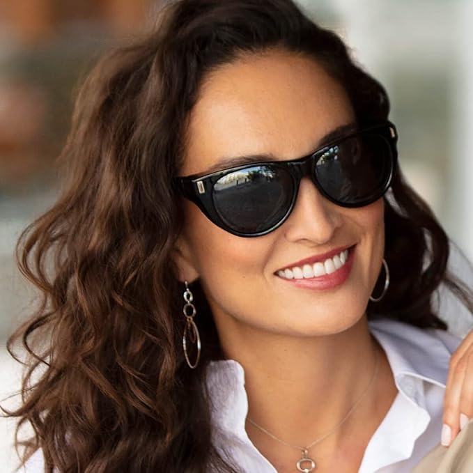 Dioptics Women's Solar Shield Frissell Fits Over Sunglasses Polarized Cat-Eye, Black, 54 mm