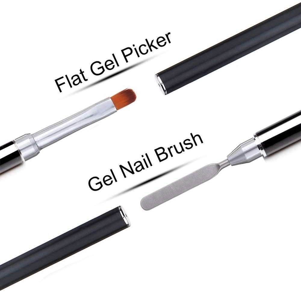 PayPie Dual-Ended Polygel Brush & Picker Brush tool, 2 in 1 Stainless Steel Designs Polygel Nail Brushes Gel Nail Tool for PolyGel Gel Acrylic Nails