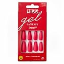 KISS (PRODUCT) RED Gel Fantasy Sculpted Fake Nails 'Love', Ready-to-Wear Gel Nails, Long, Coffin, Red Gel Nail Kit with Pink Nail Glue, Manicure Beauty & Personal Care KISS