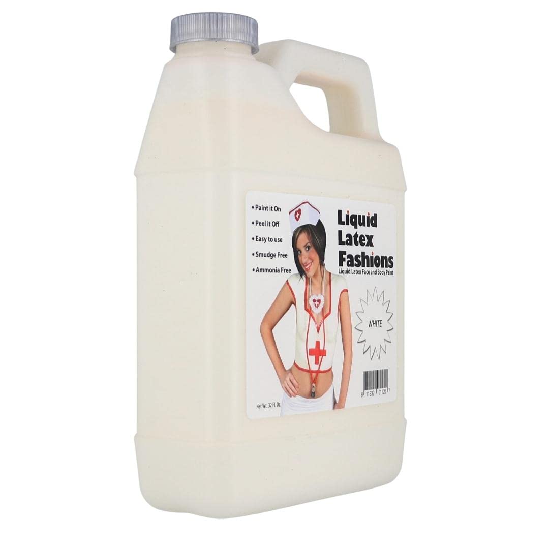 White 32 Oz - Liquid Latex Body Paint, Ammonia Free No Odor, Easy On and Off, Cosplay Makeup, Creates Professional Monster, Zombie Arts
