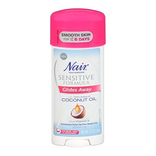 Nair Hair Remover Sensitive Glide Away Coconut Oil 3.3 Ounce (Pack of 3)