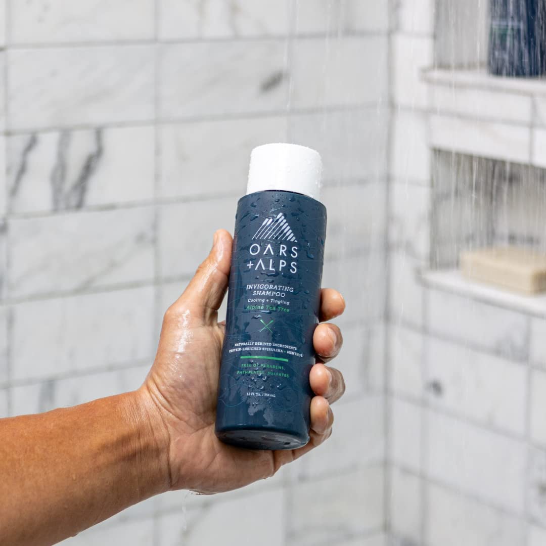 Oars + Alps Men's Sulfate Free Hair Shampoo, Conditioner, and Body Wash Kit, Moisturizing Skin Care Infused with Witch Hazel and Tea Tree Oil, Alpine