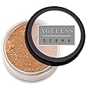 Ageless Derma Mineral Face Powder Foundation Makeup. Natural Full Coverage Loose Foundation with Vitamin and Green Tea. Made in USA