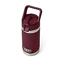 YETI Rambler Jr. 12 oz Kids Bottle, with Straw Cap, Wild Vine Red