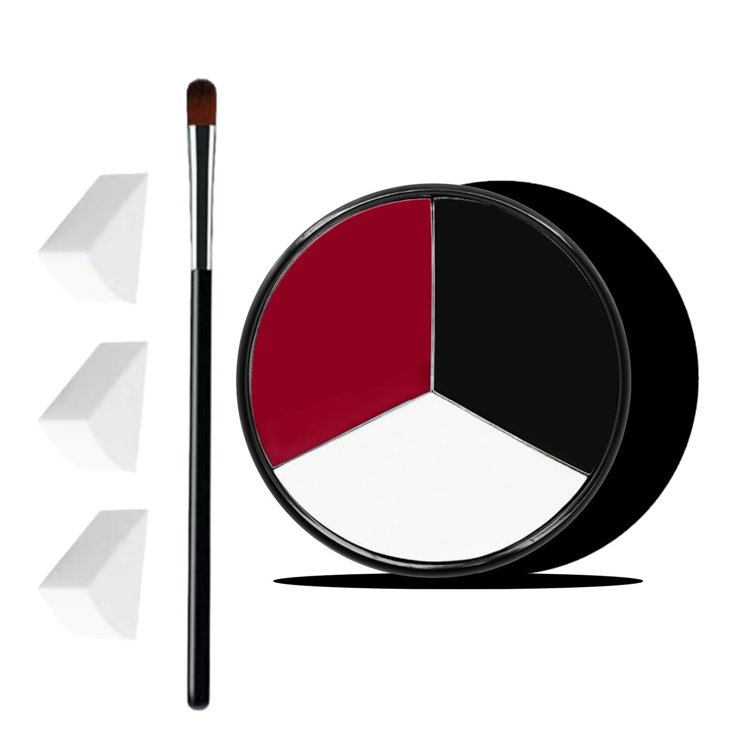 VPCRT6 White Black Red Halloween Face Body Paint with 3PCS Sponge and 1PC Brush, for Baseball, Softball Sports(Eye Black) & Halloween (Joker, Clown)
