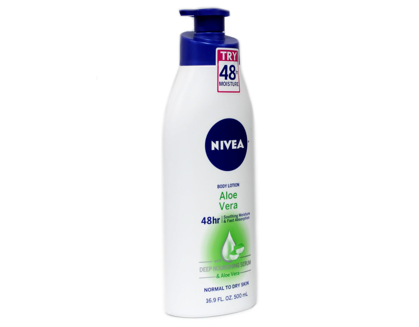 NIVEA Lotion Aloe Vera 48 Hour 16.9 Ounce Pump (500ml) (2 Pack)