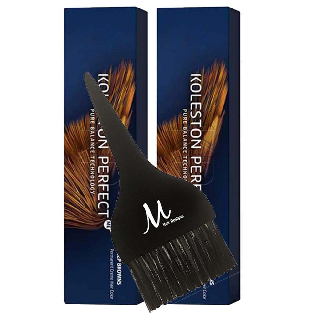 Koleston Perfect ME+ 5/71 Light Brown/Brown Ash Permanent Hair Color Creme 2 Ounce (Pack of 2) With Tint Brush - Long-Lasting Gray Coverage - Use
