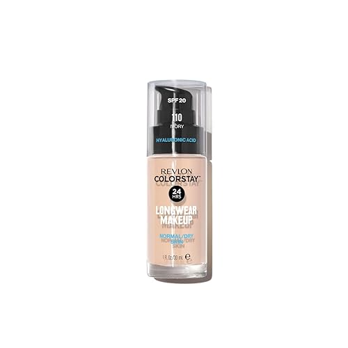Revlon ColorStay Makeup for Normal/Dry Skin SPF 20, Longwear Liquid Foundation, with Medium-Full Coverage, Natural Finish, Oil Free, 110 Ivory, 1.0 oz