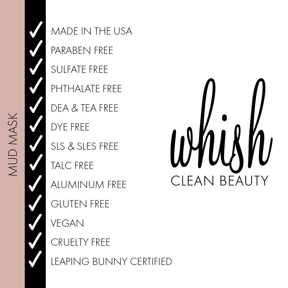 Whish Mud Mask with Bakuchiol - Natural Retinol Alternative Clay Mask - Pore Minimizing & Acne Treatment for Oily, Dry Skin - Hydrating Skincare Mask