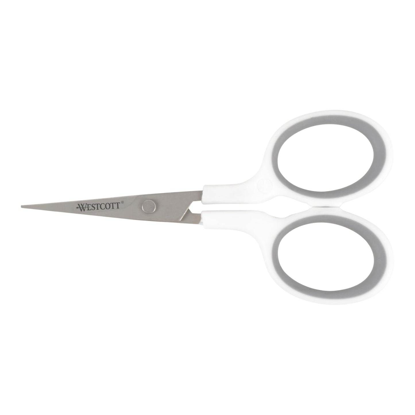 Westcott 4" Embroidery Scissors with Straight Titanium-Bonded Blades for Crafting, Sewing & More (White/Gray)