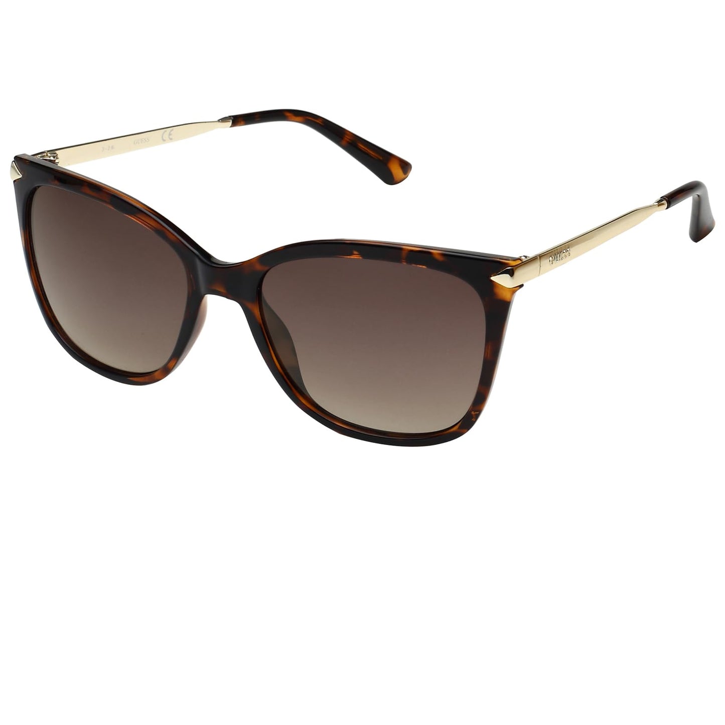 GUESS Women's Gu7483 Cat Eye Sunglasses, Dark Havana & Brown Mirror, 56 mm + 0